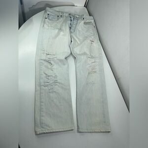 Levi's 501 Button Fly Denim Jeans Men 33x30 Light Wash Distressed Y2K Style